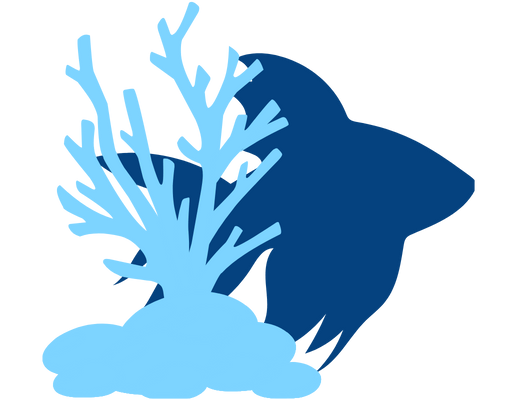 Icon of a fish with coral in front of it
