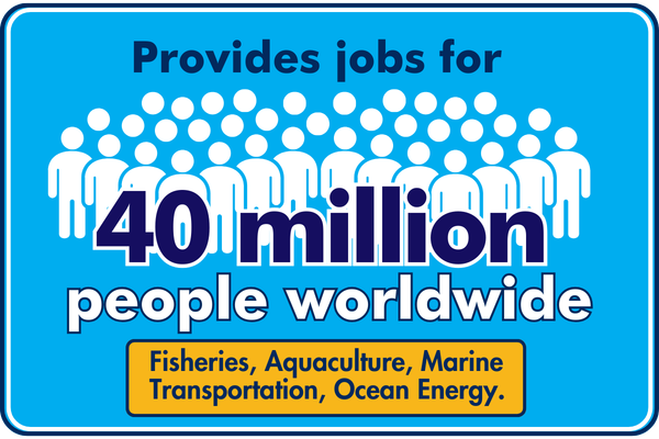 Card showing the Blue Economy contributes 40 million jobs globally