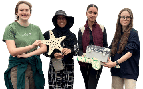 Team of girls showing their Brilliant Blue project